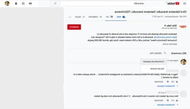 Come vedere i commenti su YouTube