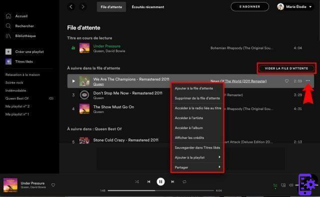 How to manage a queue on Spotify?