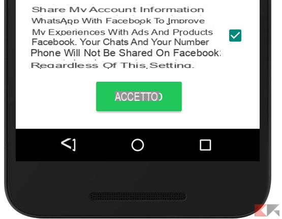 Come disattivare la condivisione dati WhatsApp con Facebook