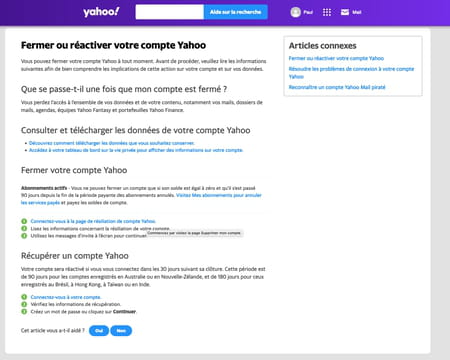 Excluir uma conta do Yahoo Mail