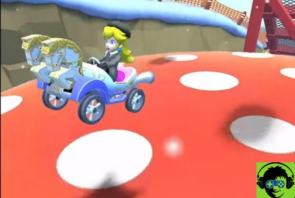Cómo conseguir 30 golpes con plátanos usando un piloto con corbata en Mario Kart Tour
