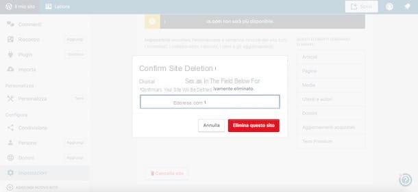 Come cancellare blog WordPress
