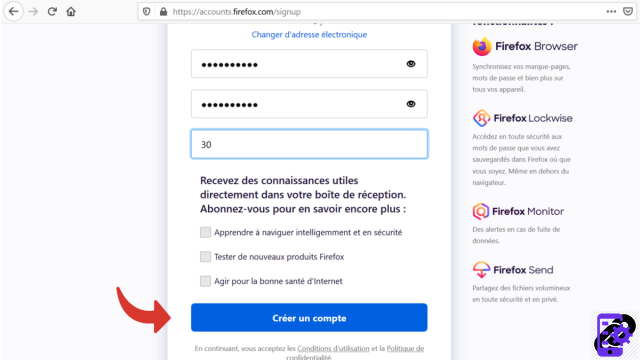 How to create and synchronize a Mozilla Firefox account?