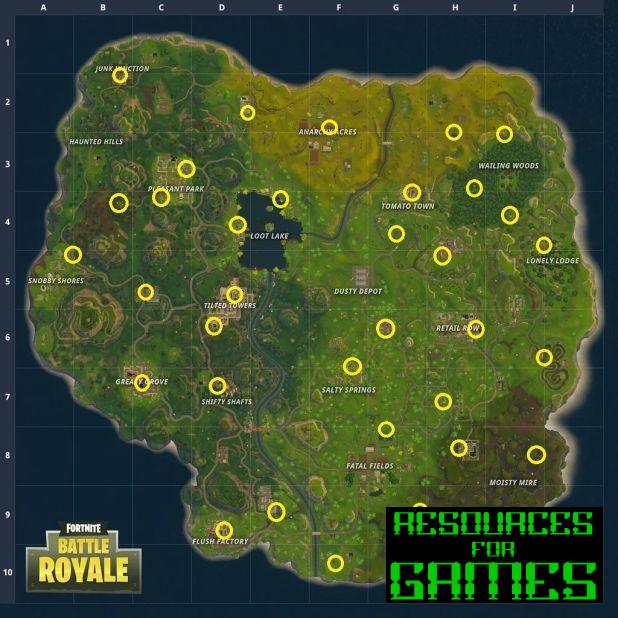 Fortnite - Emplacement des Distributeurs Automatiques