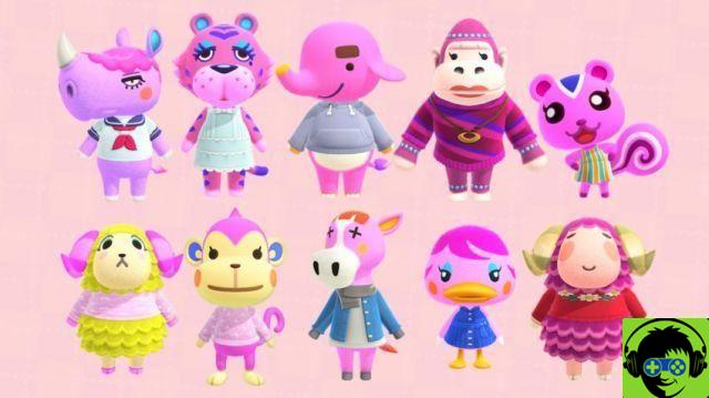 Tutti gli abitanti dei villaggi rosa in Animal Crossing: New Horizons