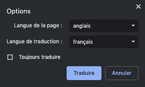Ajuste as opções de tradução do Chrome