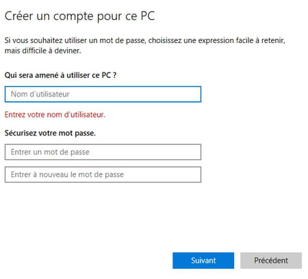 Windows user account: easily create and manage