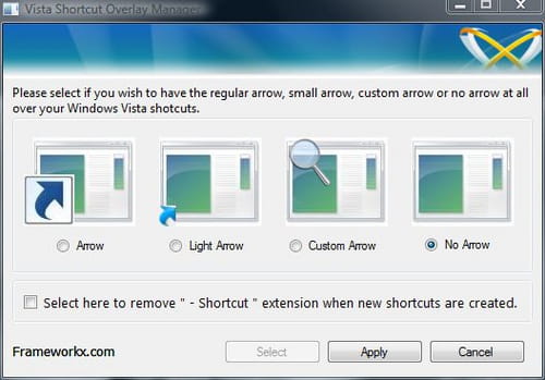 Remove the arrow from a shortcut