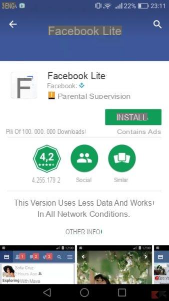 Facebook Lite: save battery on Android