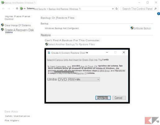 Backup e ripristino dei file in Windows 10