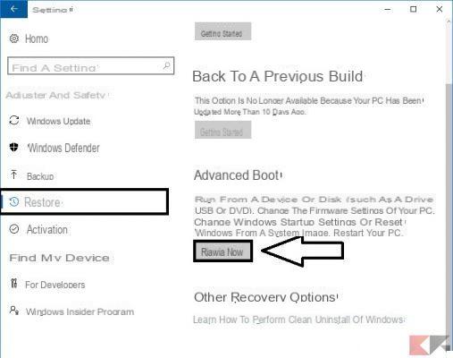 Backup e ripristino dei file in Windows 10