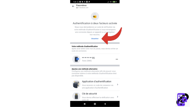 ¿Cómo desactivar la conexión de autenticación de dos factores en Messenger?