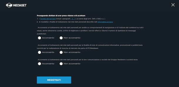 How to register on Mediaset Play