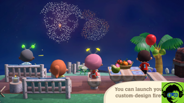 Fogos de artifício mostram datas e horários de eventos em Animal Crossing: New Horizons