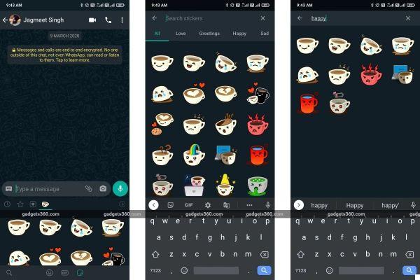 WhatsApp ajoute la barre de recherche pour trouver le bon autocollant pour chaque occasion