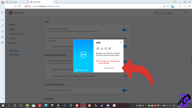 How to activate and deactivate VPN on Opera?