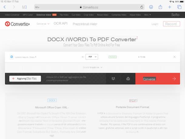 Come trasformare un file Word in PDF su iPad