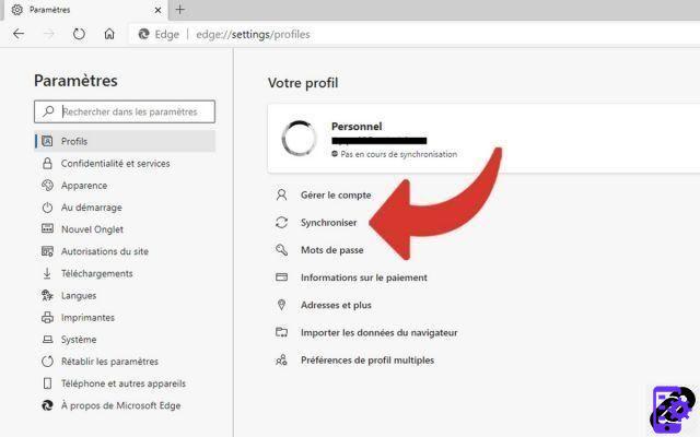 How to activate or deactivate the synchronization of my Microsoft account on Edge?