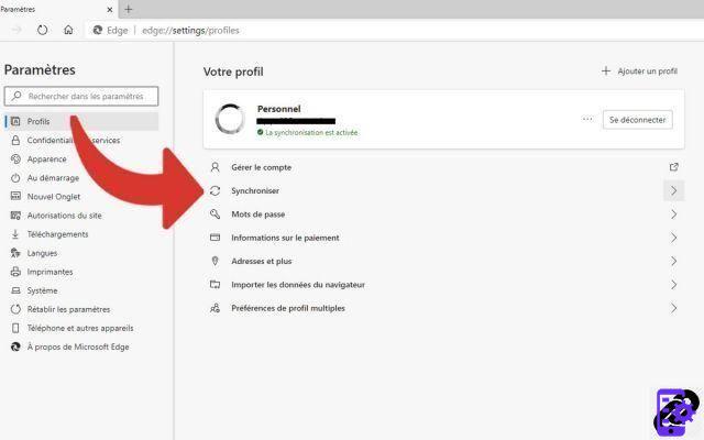 How to activate or deactivate the synchronization of my Microsoft account on Edge?