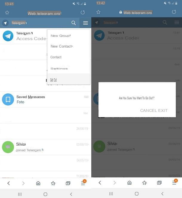 Come uscire da Telegram Web