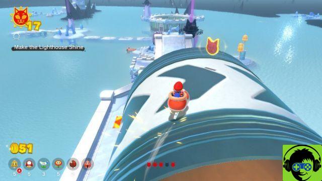Mario 3D World: Bowser Fury - Como fazer todos os gatos brilharem | Guia 100% Slipskate Slope