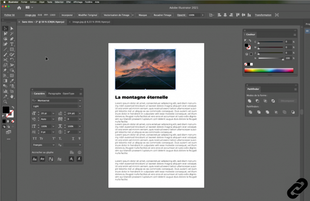 How do I insert an image on my document in Illustrator?