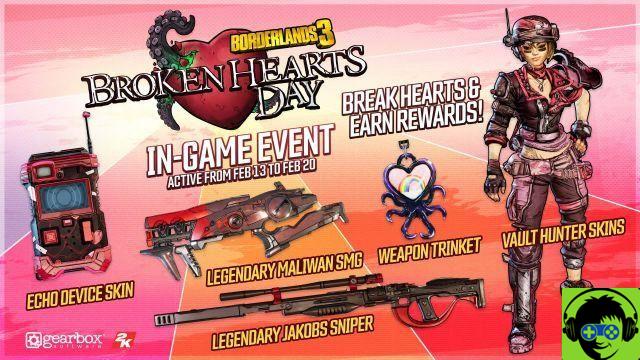 Borderlands 3 Broken Hearts Day e como obtê-los