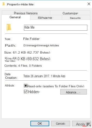 Come nascondere file e cartelle in Windows 10