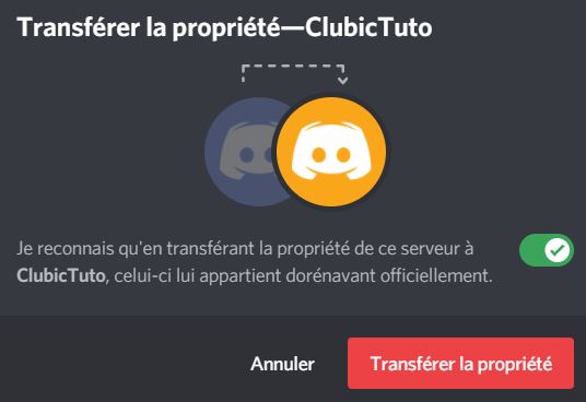 How do I transfer ownership of a Discord server?