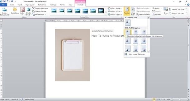 How to write on a picture in Word