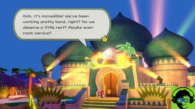 Paper Mario: The Origami King - Risolvi i puzzle in Shroom City | Procedura dettagliata nel deserto di carta vetrata in fiamme