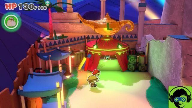 Paper Mario: The Origami King - Risolvi i puzzle in Shroom City | Procedura dettagliata nel deserto di carta vetrata in fiamme