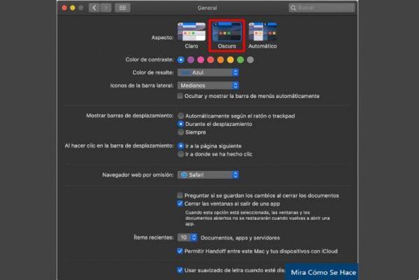 ¿Cómo puedo habilitar o deshabilitar el modo oscuro en mi computadora macOS?