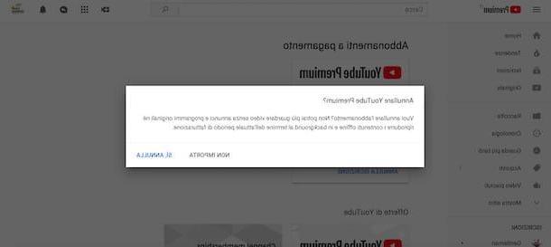 Come disattivare YouTube Premium