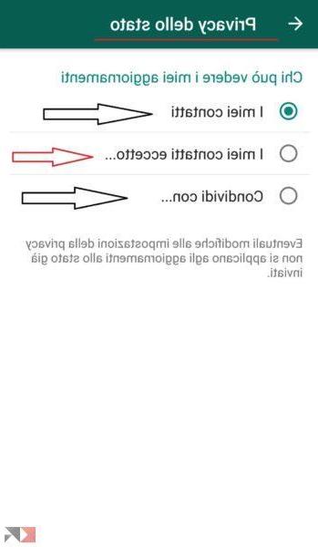 Nascondere stato whatsapp a un contatto