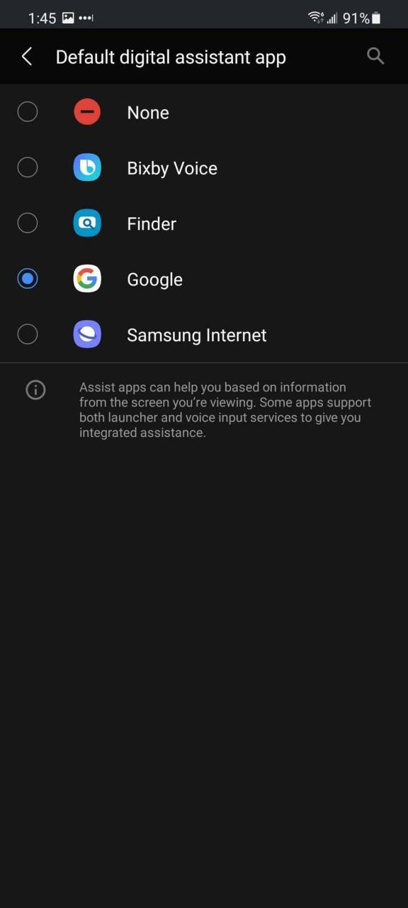 How to change default digital assistant on Galaxy S21 / S22
