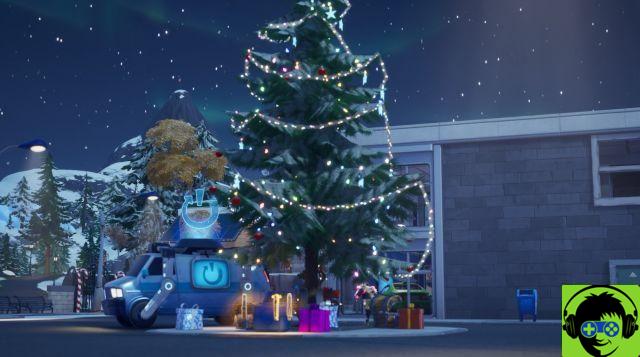 Dónde bailar en árboles navideños en diferentes lugares con nombre en Fortnite