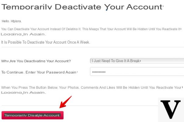 Come disattivare temporaneamente Instagram