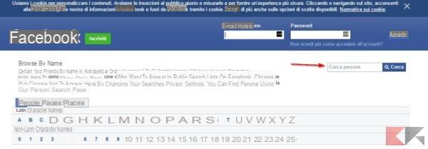 Cercare una persona su Facebook senza iscriversi