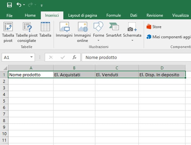 How to make a table in Excel