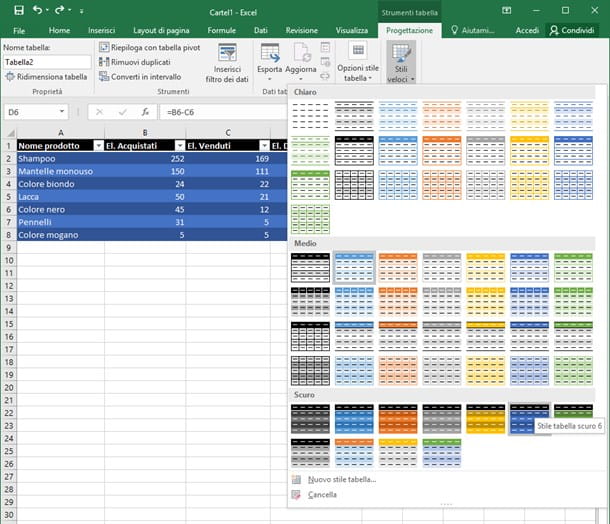 How to make a table in Excel