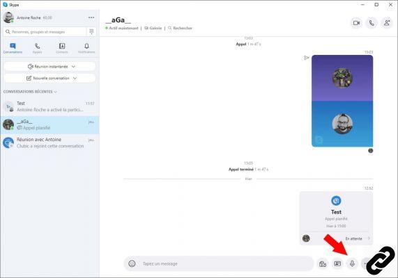 How to record a voicemail message in a Skype conversation?