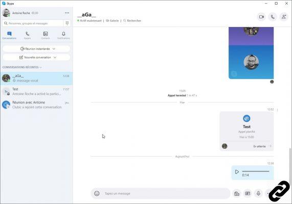 Como gravar uma mensagem de correio de voz em uma conversa no Skype?