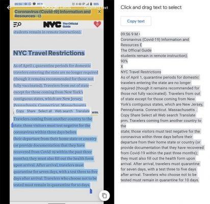 Google Lens también copia texto de imágenes a la web