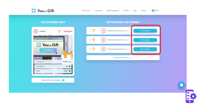 Reviews of You to Gift, an app for choosing Instagram sweepstakes winners