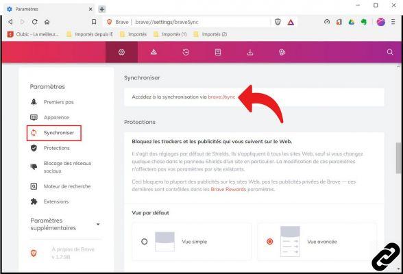 Como sincronizar sua configuração do Brave?