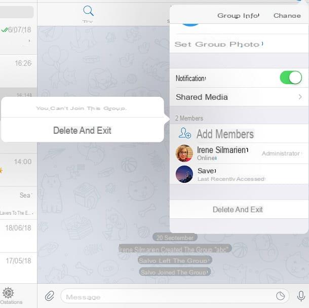 Come uscire da un gruppo Telegram