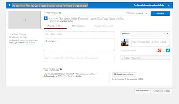 Come pubblicare un video su YouTube