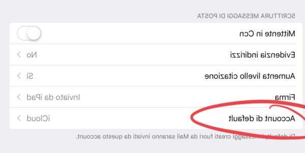 Impostare un account mail di default su iPhone e iPad
