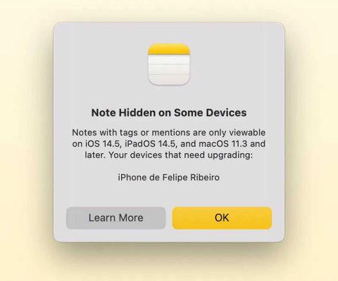 Las notas creadas con iOS 15 y macOS 12 no están disponibles en versiones anteriores del sistema operativo